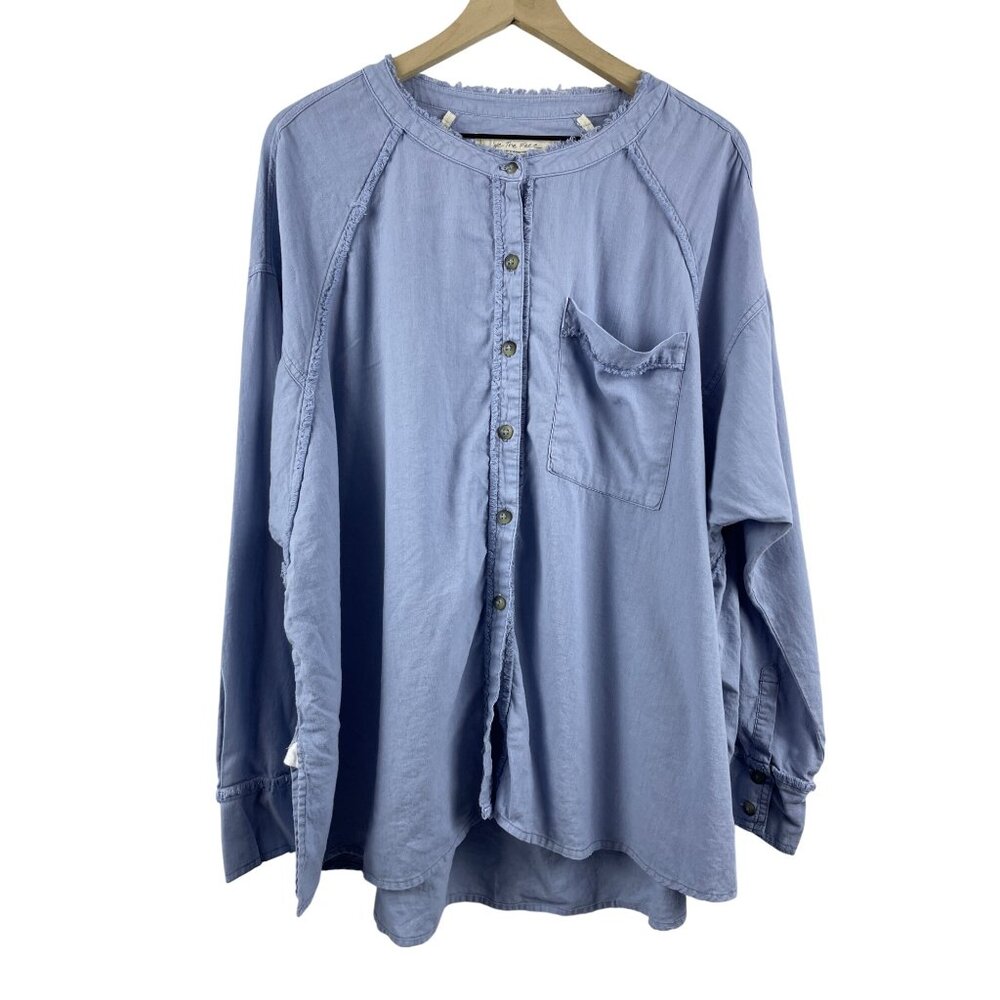 We the Free People Women's Medium Keep it Simple Button Up Oversize Blouse Linen